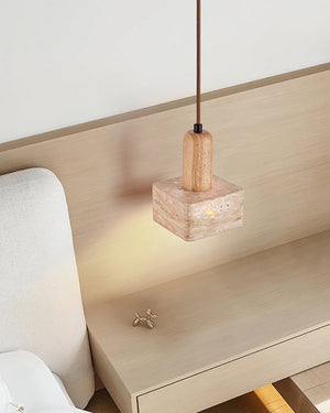 Travertine Talla Wood Pendant Lamp