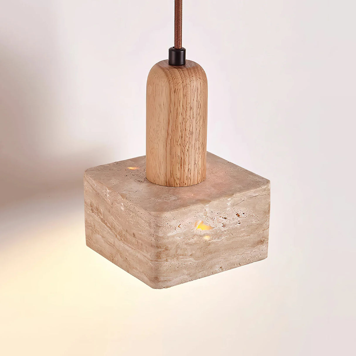 Travertine Talla Wood Pendant Lamp