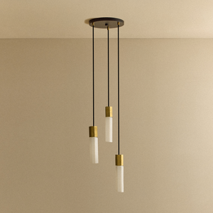 Basalt Triple Pendant in Brass