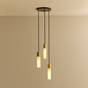 Basalt Triple Pendant in Brass