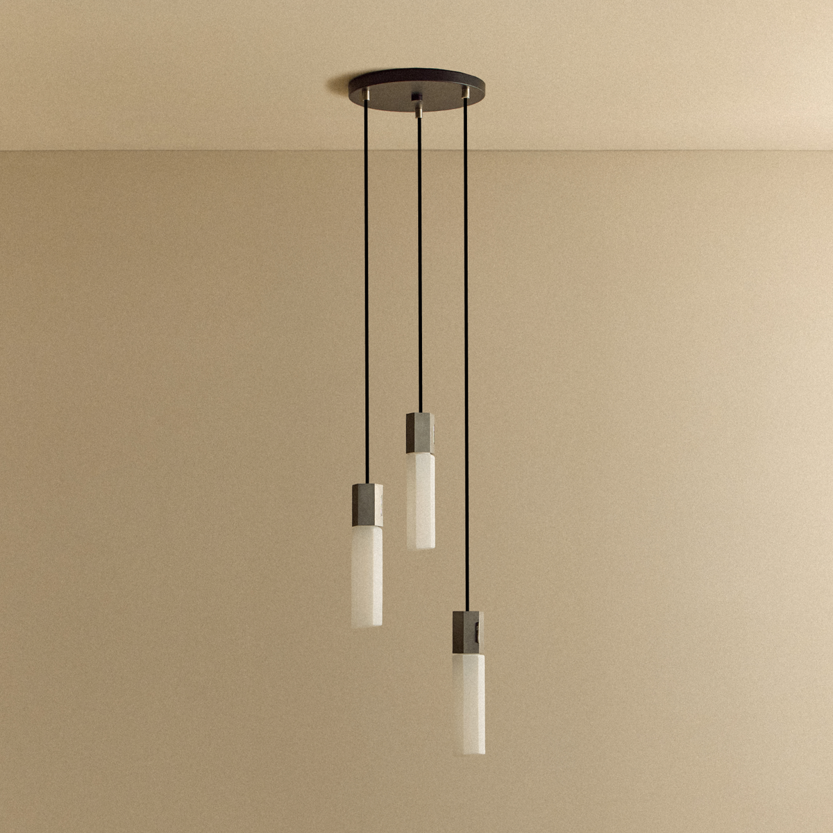 Basalt Triple Pendant in Stainless Steel