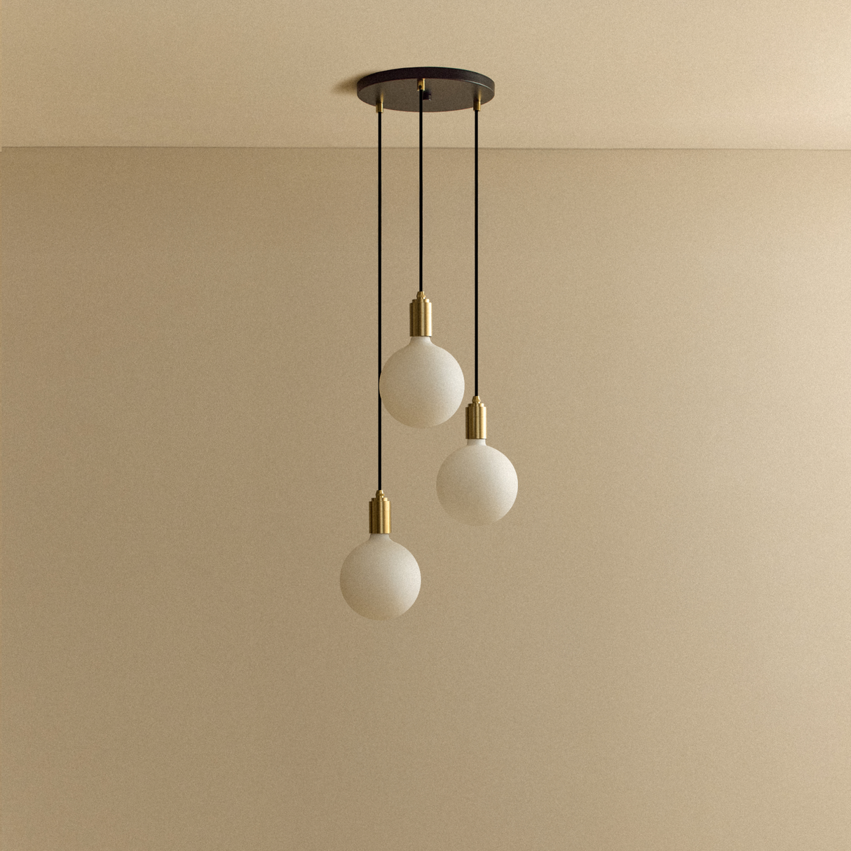Triple Pendant in Brass + Sphere IV