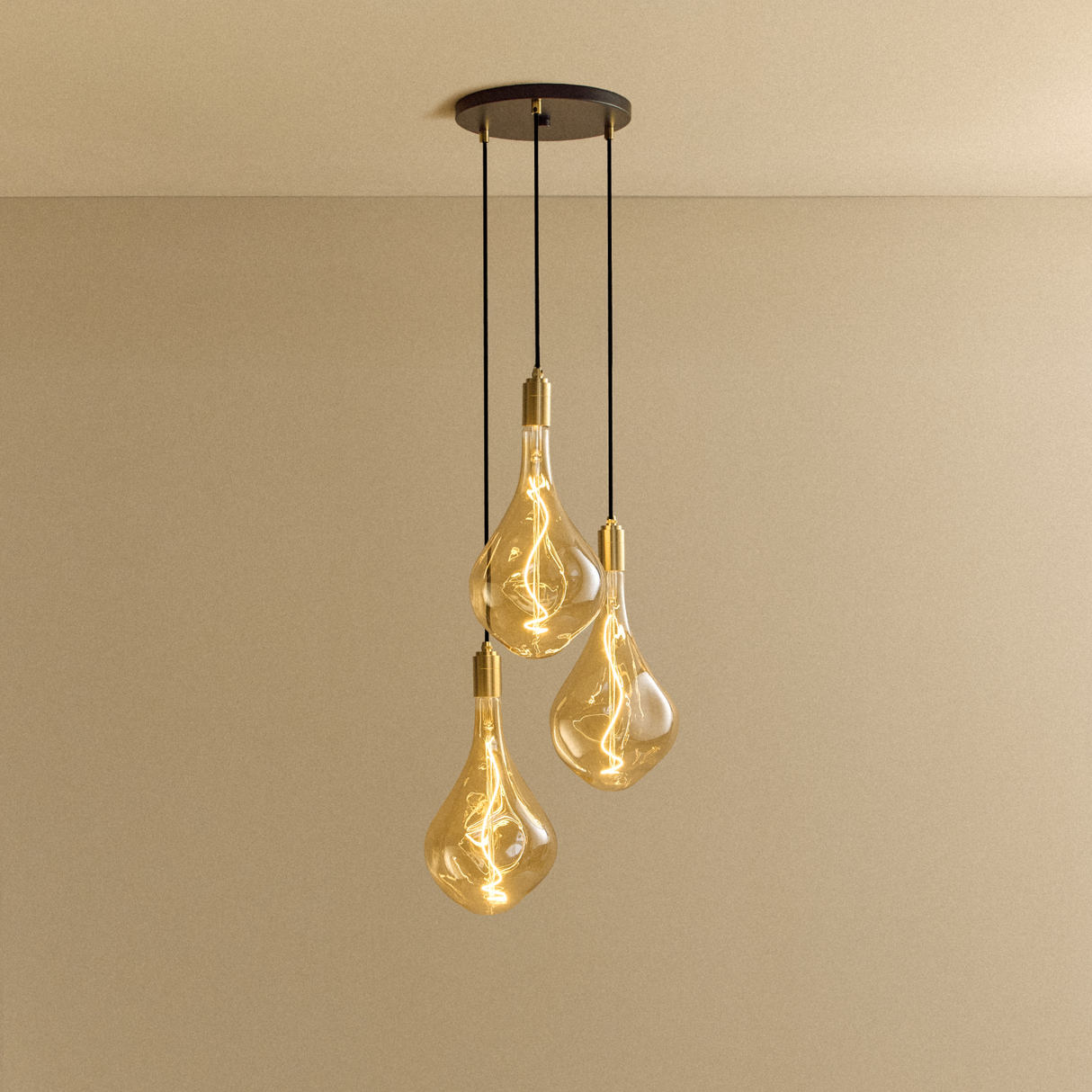 Triple Pendant in Brass + Voronoi III