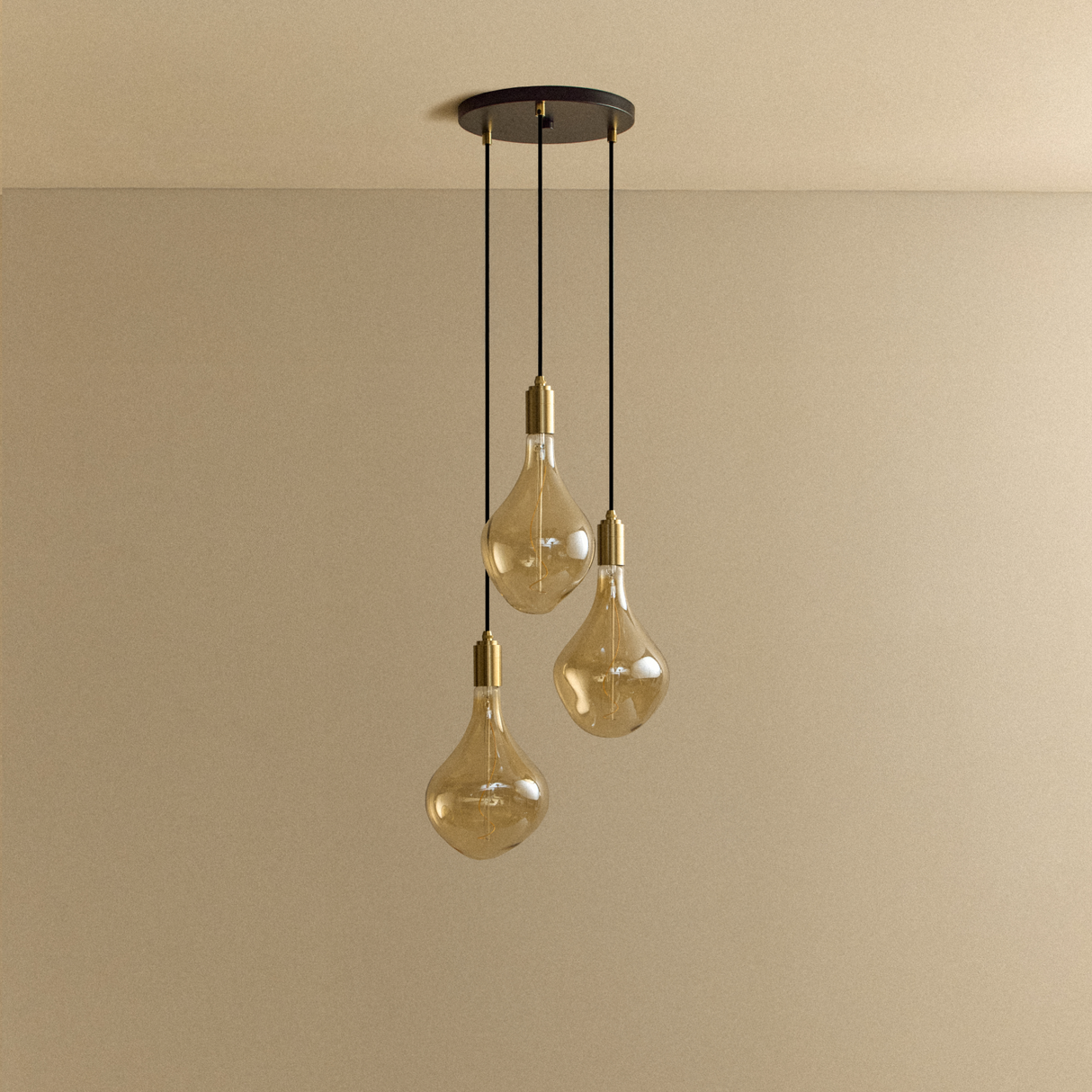 Triple Pendant in Brass + Voronoi II