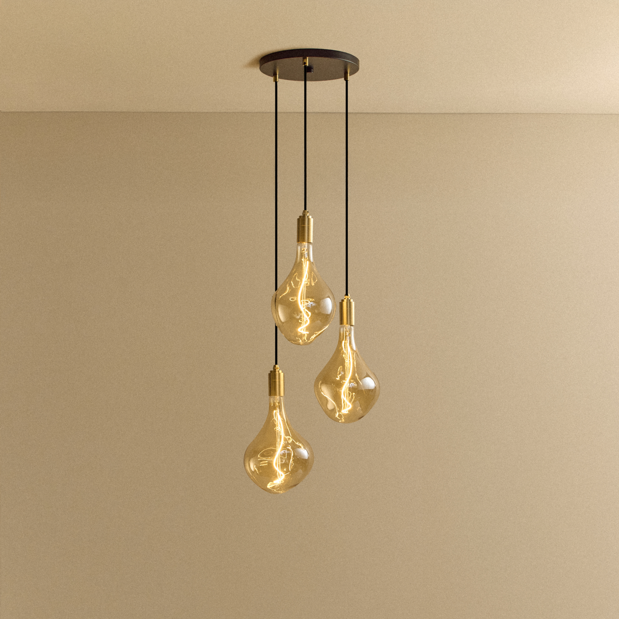 Triple Pendant in Brass + Voronoi II