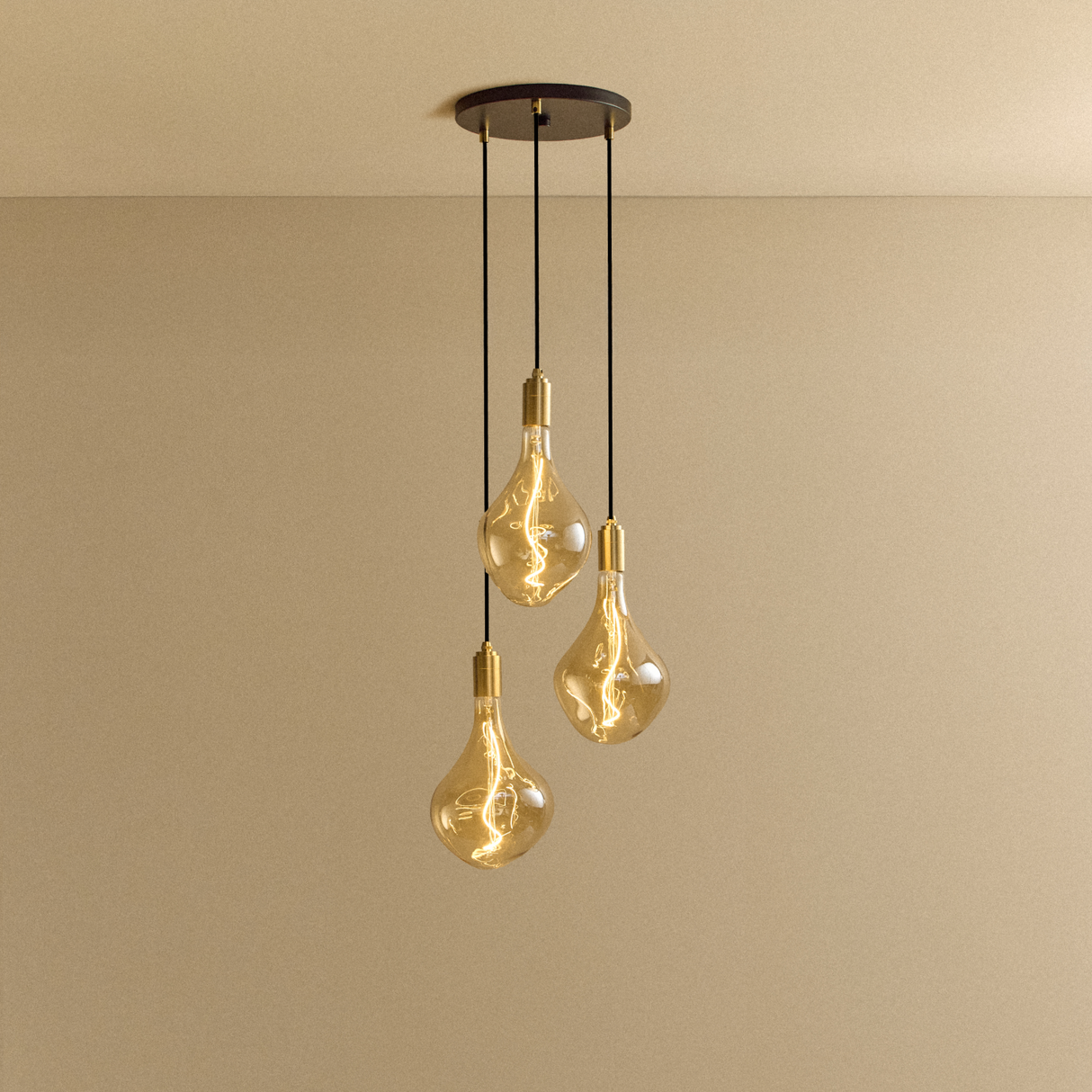 Triple Pendant in Brass + Voronoi II