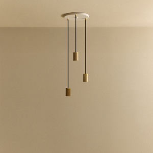 Triple Pendant in Oak - White Canopy