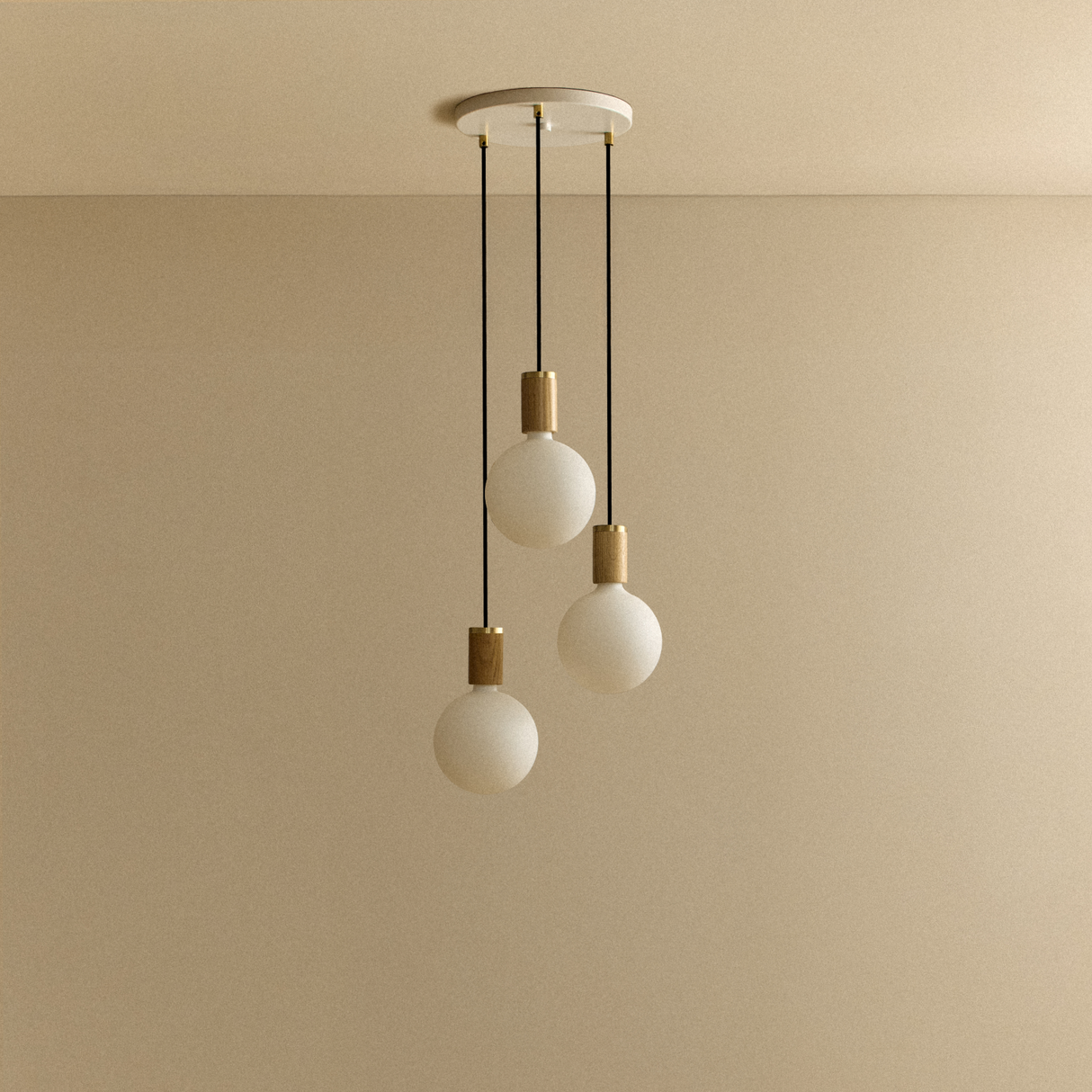 Triple Pendant in Oak + Sphere IV
