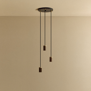Triple Pendant in Walnut - Black Canopy