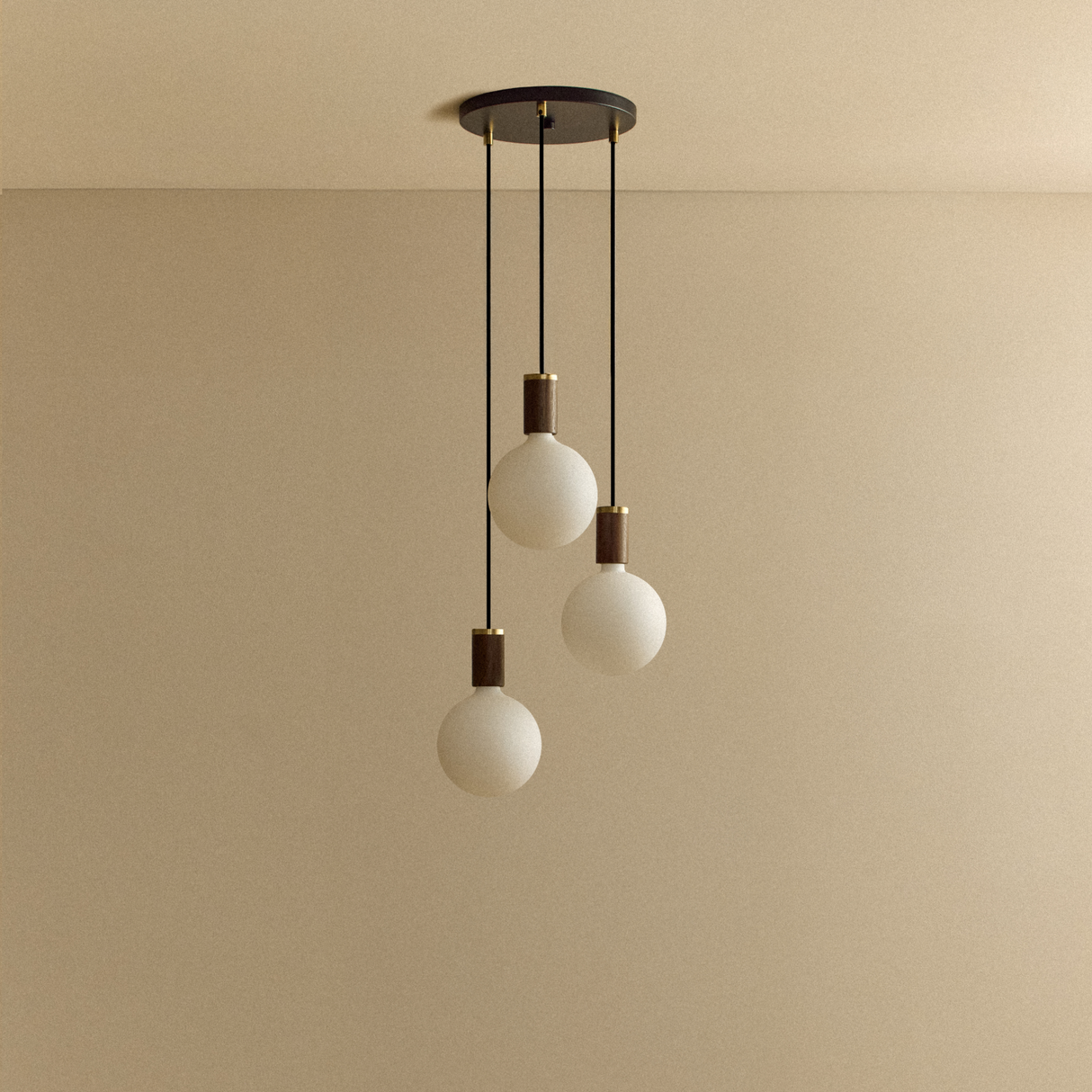 Triple Pendant in Walnut + Sphere IV
