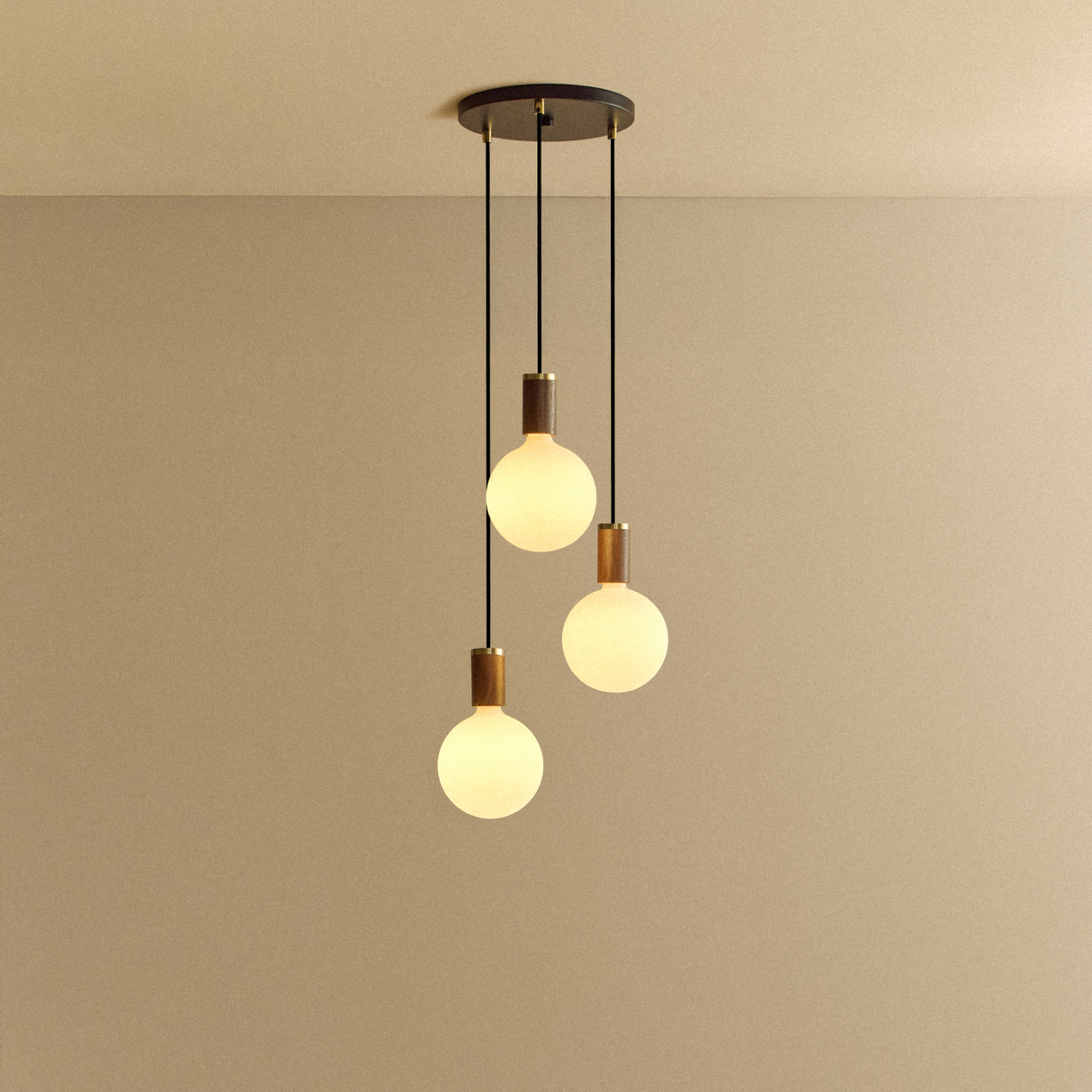Triple Pendant in Walnut + Sphere IV