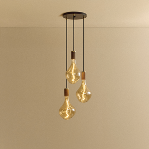 Triple Pendant in Walnut + Voronoi II