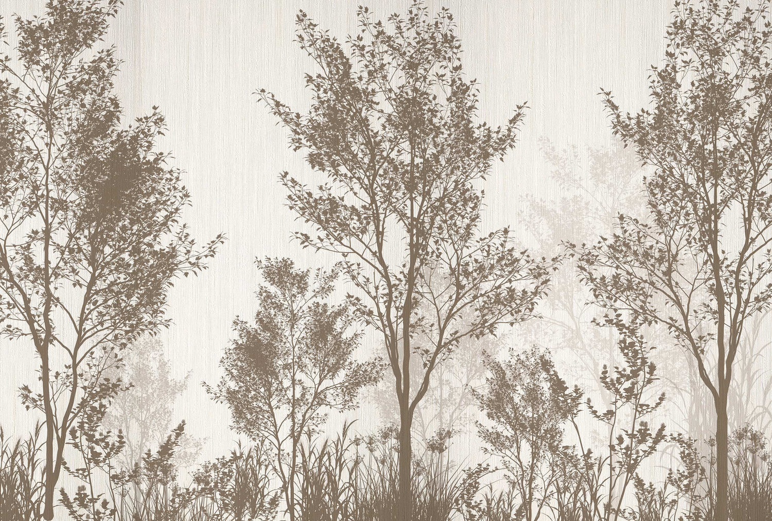 Elegant Forest Wallpaper Mural - Birch and Willow Trees in Neutral Tones