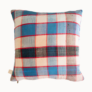 Nonna Upcycled Blue Plaid Pillow