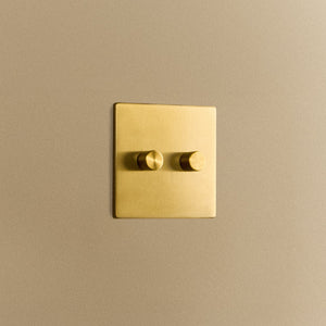 Double Rotary Wall Dimmer in Brass