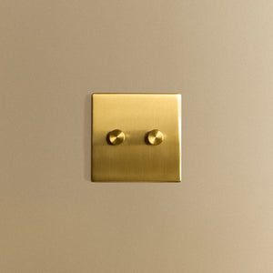 Double Rotary Wall Dimmer in Brass