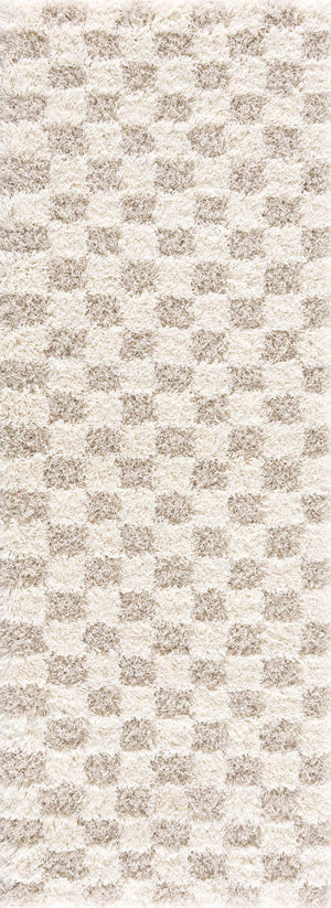 Atira Light Brown Checkered Area Rug