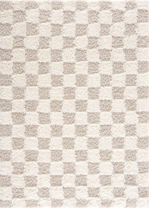 Atira Light Brown Checkered Area Rug