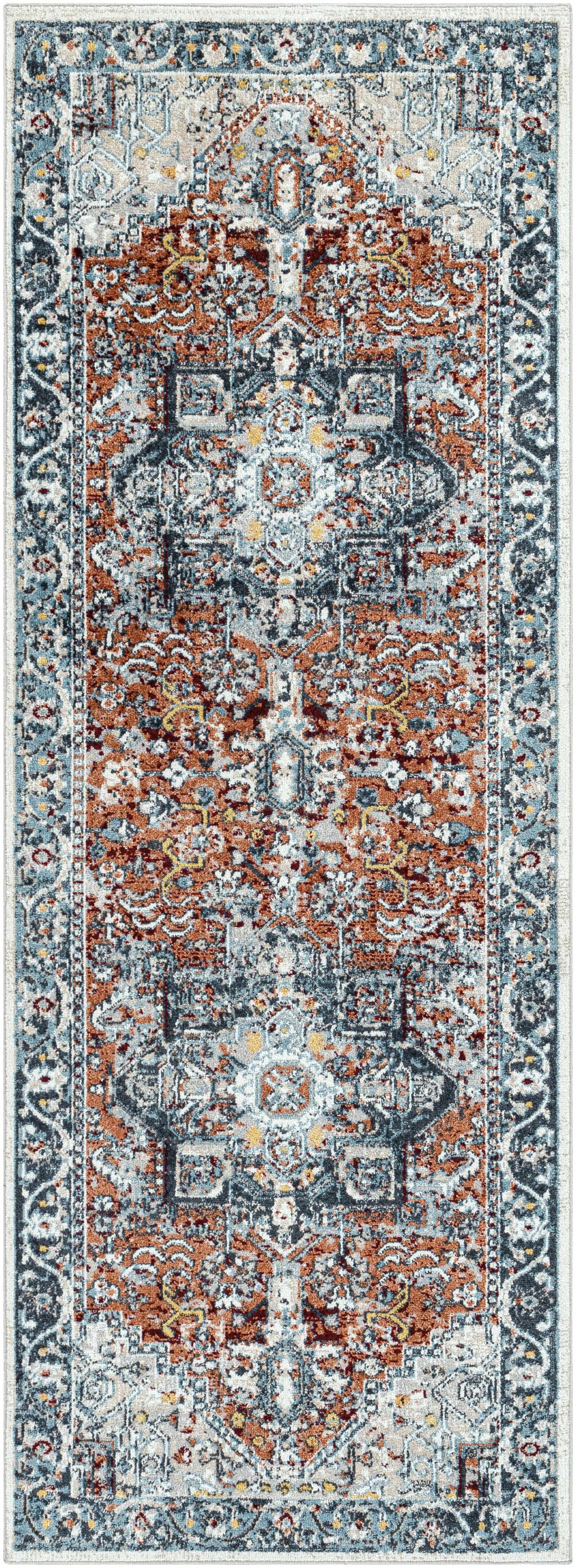 Cabacungan Blue & Rust Washable Area Rug - Clearance