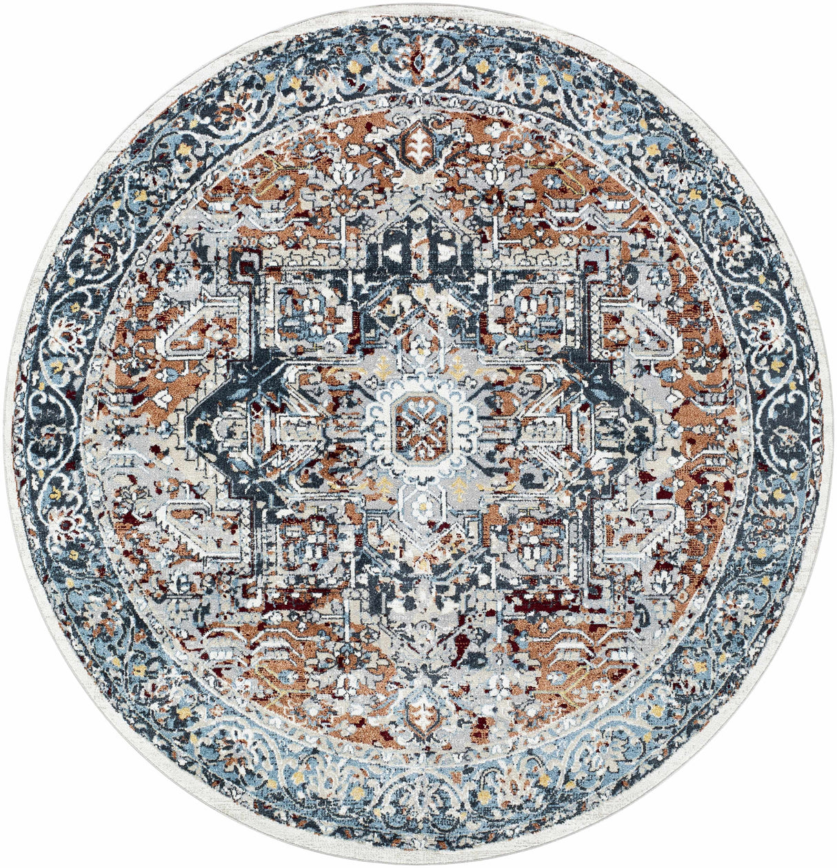 Cabacungan Blue & Rust Washable Area Rug - Clearance