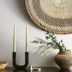 U-Shaped Wooden Double Taper Candlestick Holder