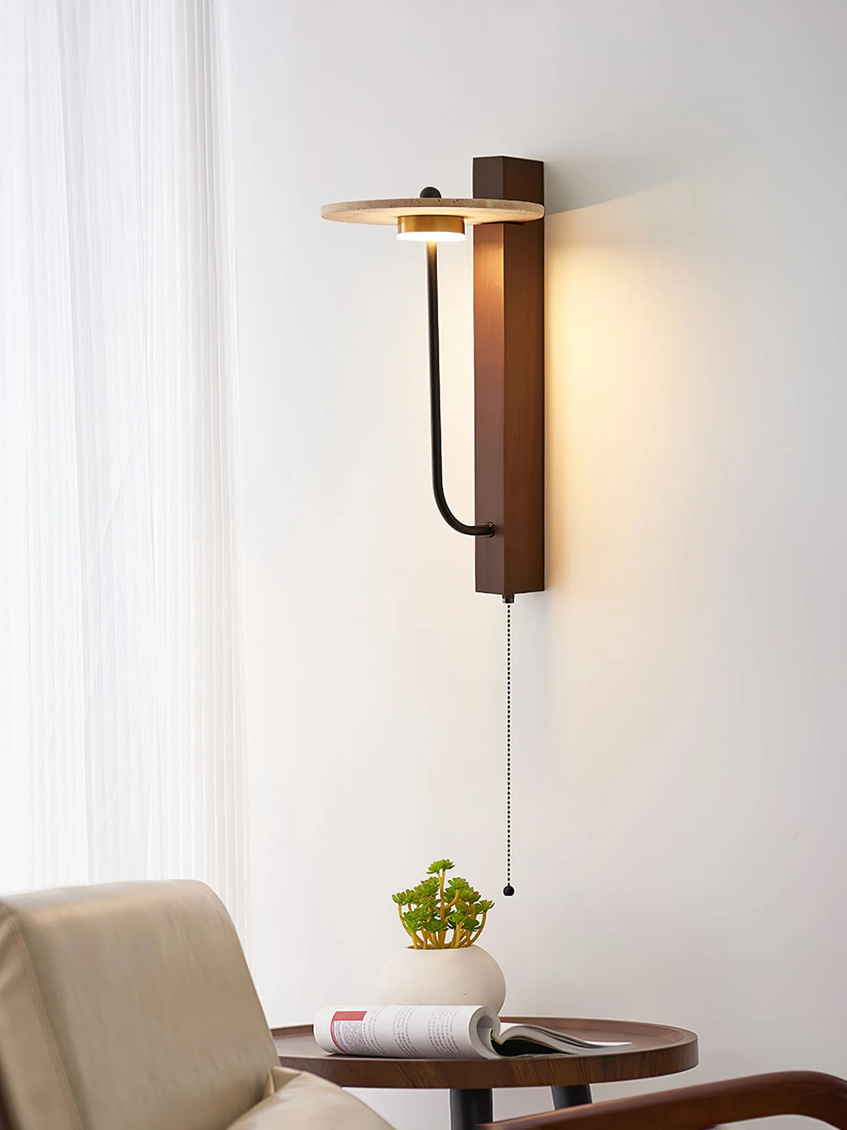 Umbrella Aura Arm Travertine Wall Lamp