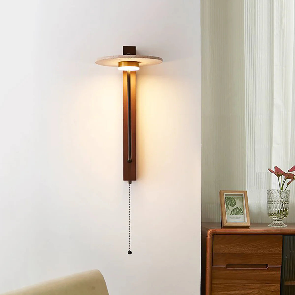 Umbrella Aura Arm Travertine Wall Lamp