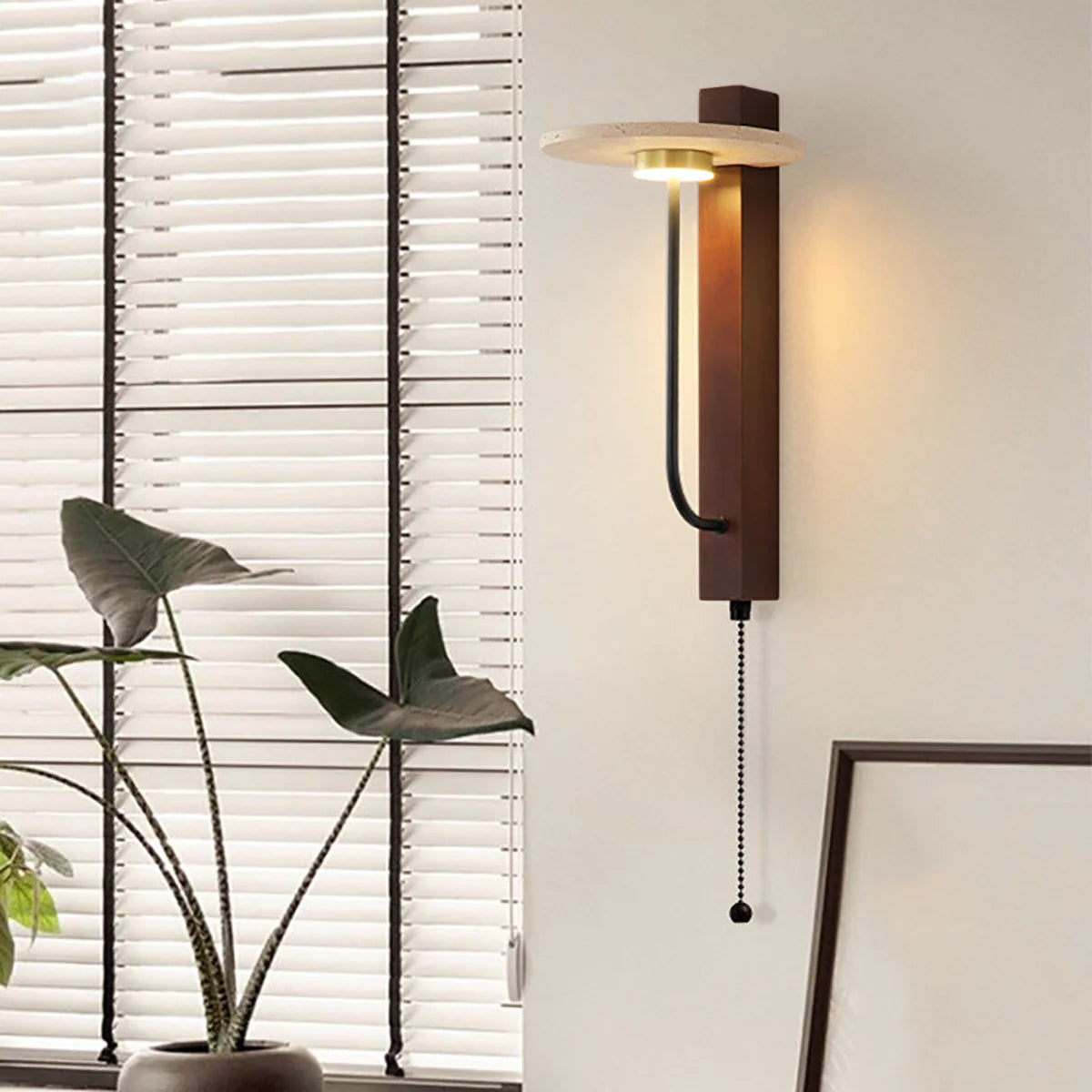 Umbrella Aura Arm Travertine Wall Lamp