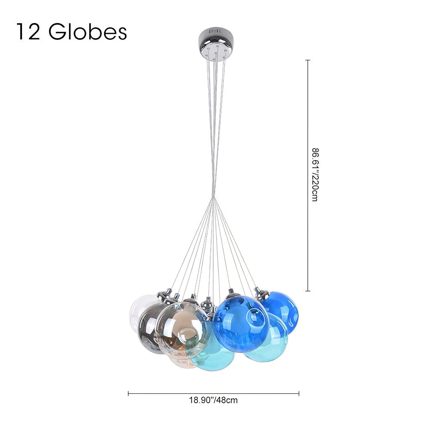 Unique Multi-Color Globe Cluster Chandelier