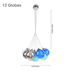 Unique Multi-Color Globe Cluster Chandelier