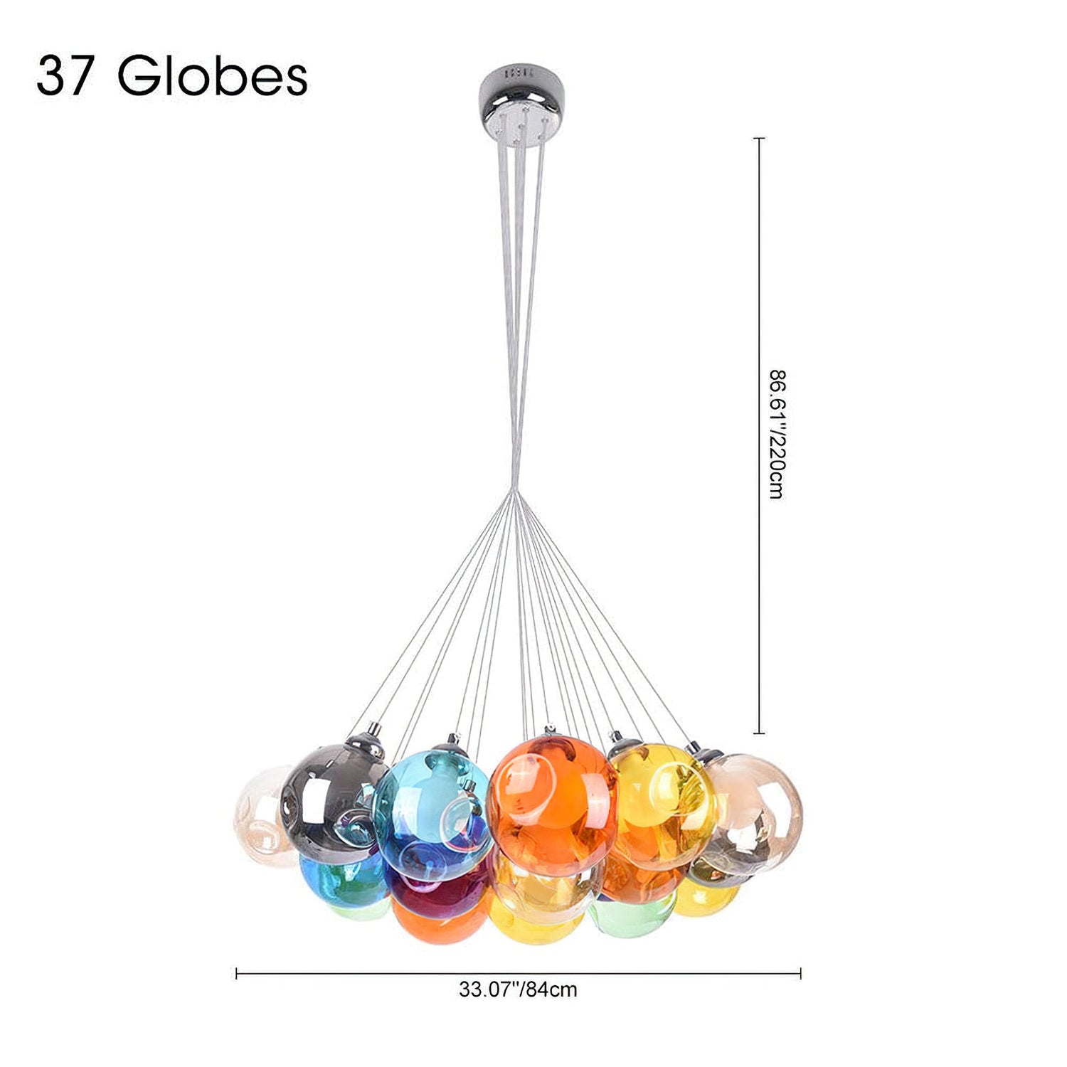 Unique Multi-Color Globe Cluster Chandelier