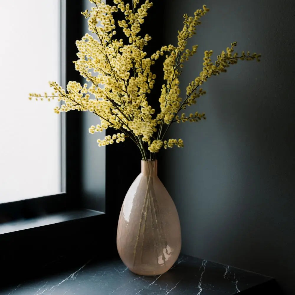 Hammered Glass Vase in Peach