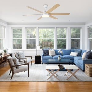 60" Volga DC Motor 6 Blades Modern Downrod Mount Ceiling Fan with Remote Control