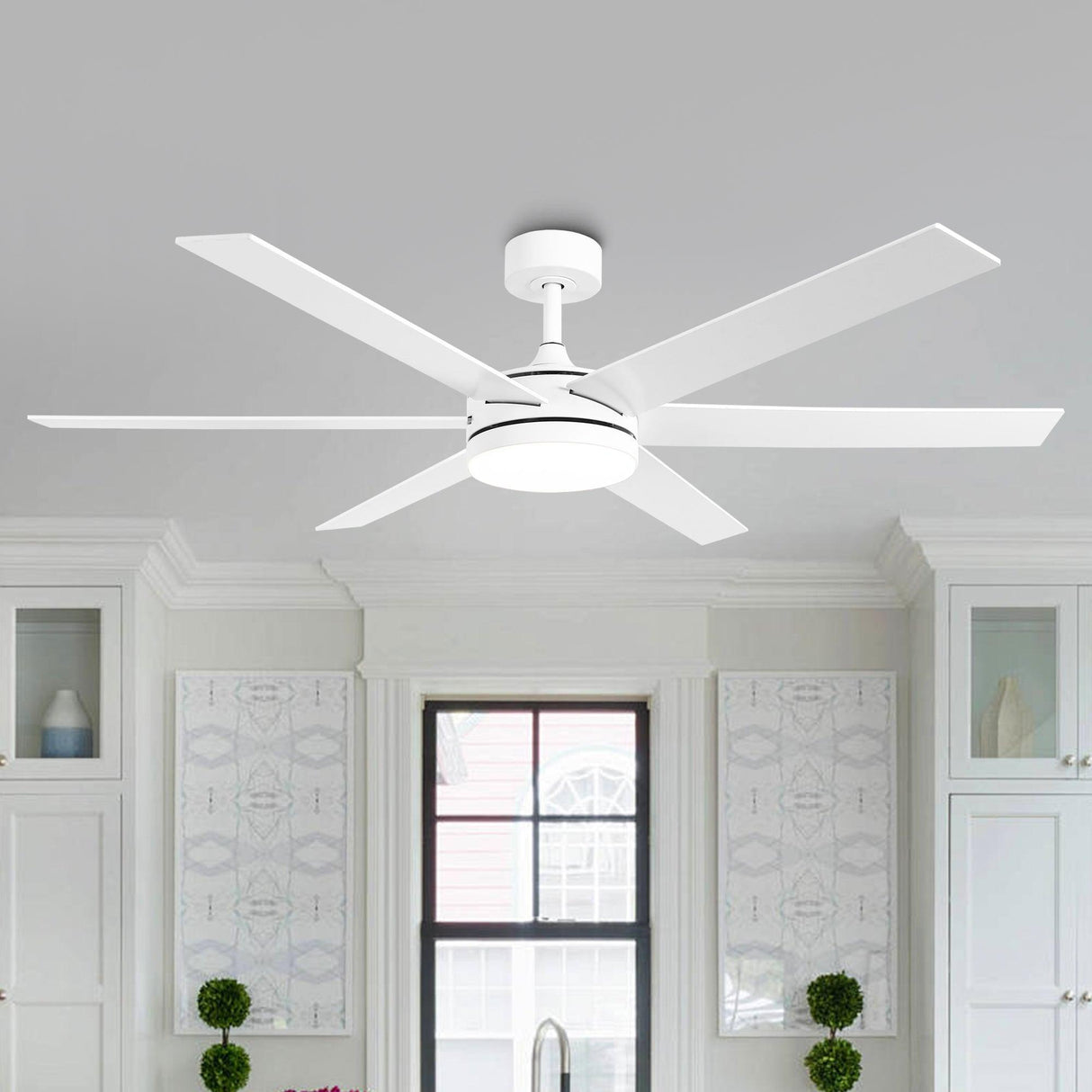60" Volga DC Motor 6 Blades Modern Downrod Mount Ceiling Fan with Remote Control