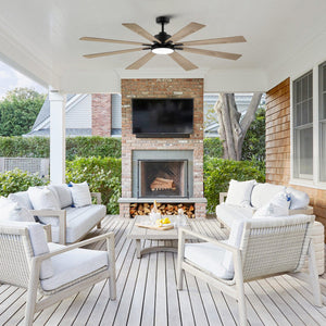 72 Inch Elbe Modern Downrod Mount Ceiling Fan with Light and Remote Control