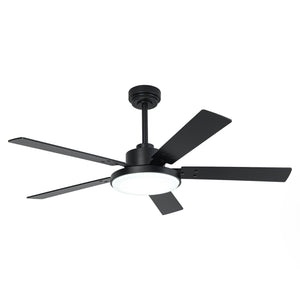 Vaczon 52 Inch 5 Blades DC Motor Modern Downrod Ceiling Fan with LED Light and Remote Control