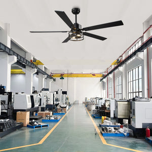 Vaczon 52 Inch 60 Inch Industrial Downrod Ceiling Fan with Light and APP & Remote Control