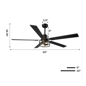 Vaczon 52 Inch 60 Inch Industrial Downrod Ceiling Fan with Light and APP & Remote Control