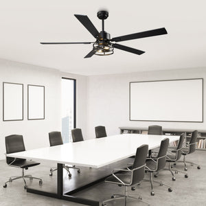 Vaczon 52 Inch 60 Inch Industrial Downrod Ceiling Fan with Light and APP & Remote Control