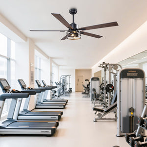 Vaczon 52 Inch 60 Inch Industrial Downrod Ceiling Fan with Light and APP & Remote Control