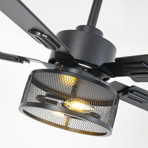Vaczon 42 Inch DC Motor Industrial Downrod Ceiling Fan with Light and Remote Control