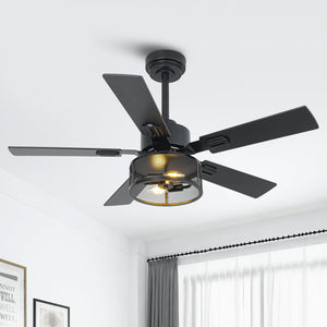 Vaczon 42 Inch DC Motor Industrial Downrod Ceiling Fan with Light and Remote Control