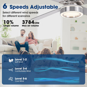 Vaczon 52" Down Mount Ceiling Fan with LED Light and Remote Control