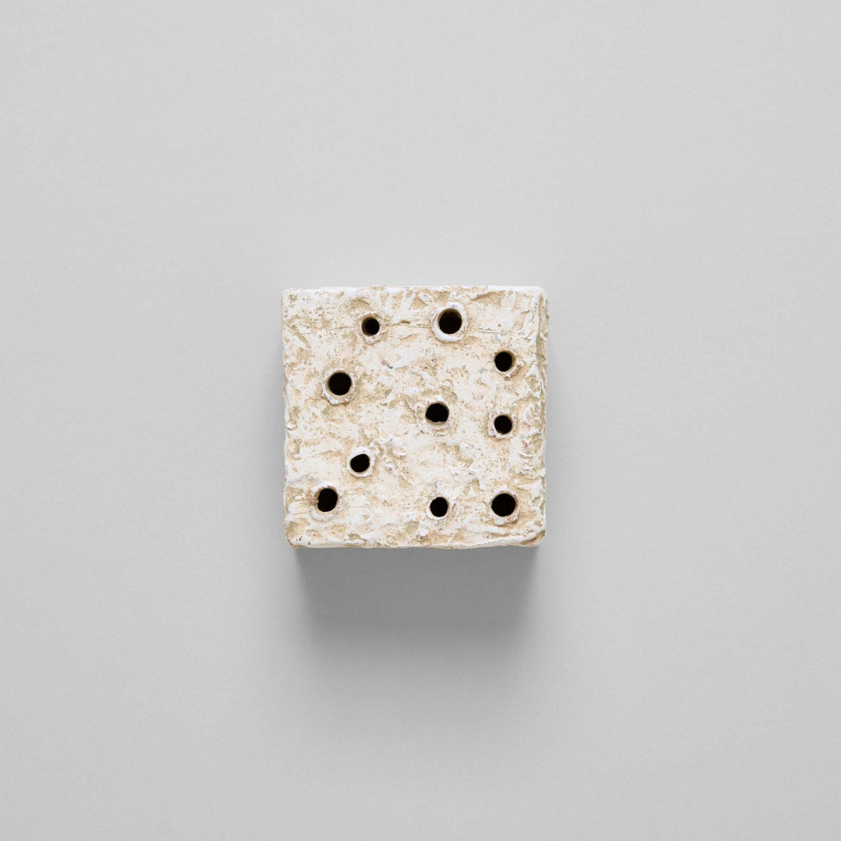 Ceramic Frog Block, White Patina