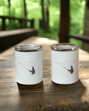 Limited Edition Fisherman Glass Lined Whiskey Glass in White Set of 2