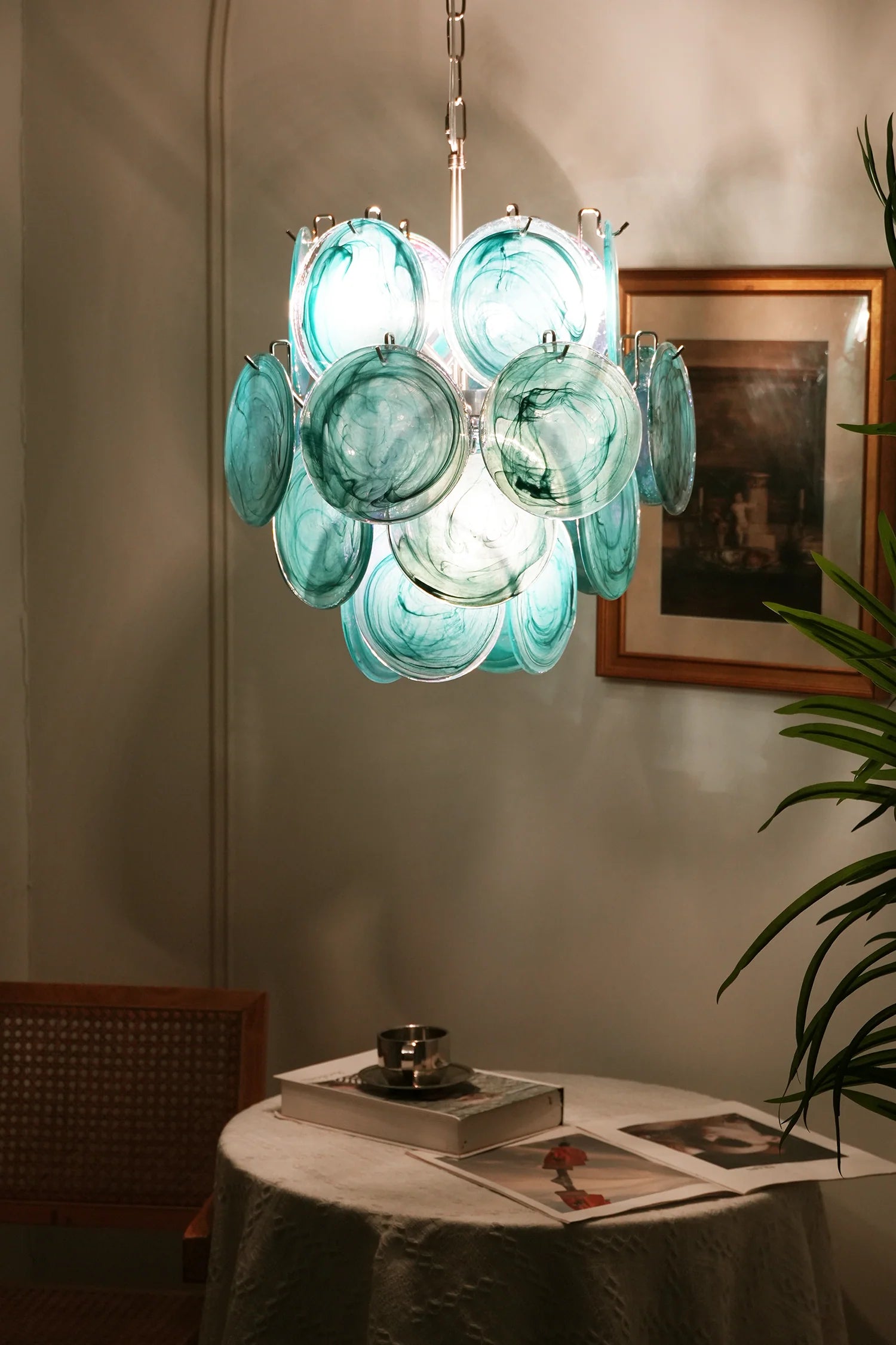 Vintage Murano Blue Glass Chandelier
