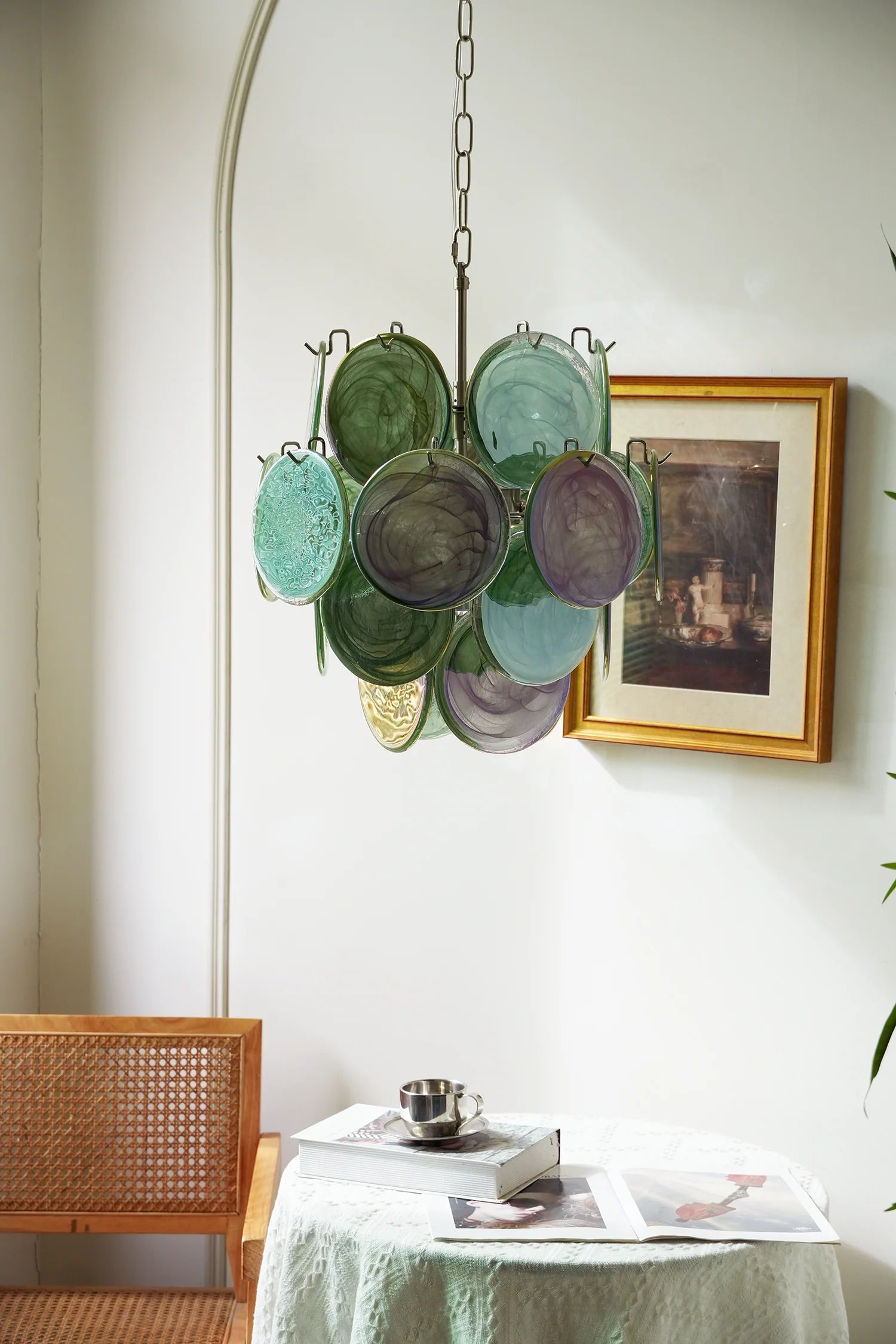 Vintage Murano Green Glass Chandelier