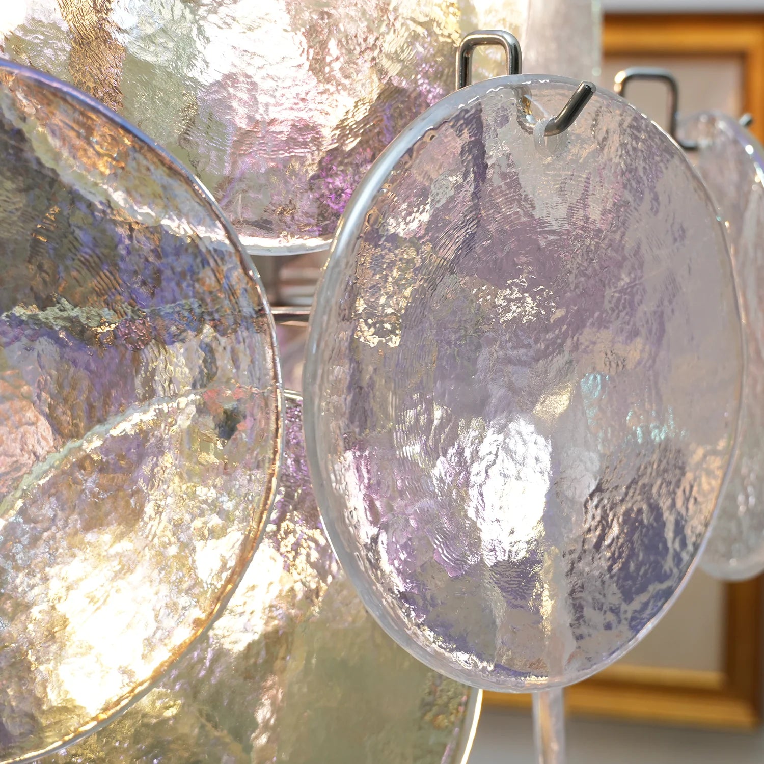 Vintage Murano Iridescent Glass Chandelier