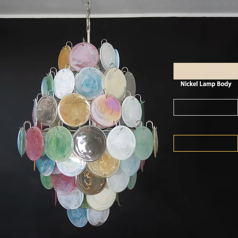 Vintage Murano Multicolored Disks Chandelier