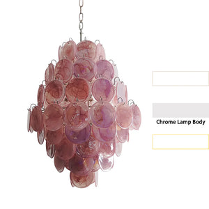 Vintage Murano Pink Disks Chandelier